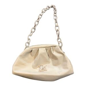 Badgley Mischka Cream Vegan Soft Leather Clutch Chain Shoulder Bag